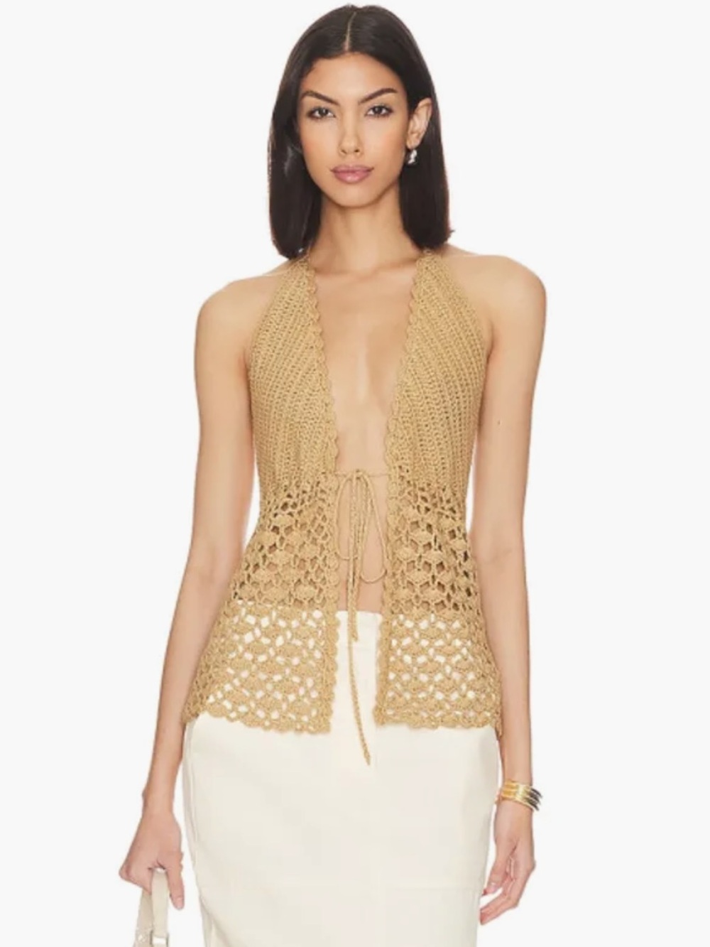 Crochet Tie-Front Halter Camisole - MORE TO COME